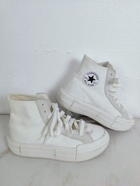 Converse CT All Star Cruise Hi Triple White Platform Sneakers, 8(M) 9.5(W)